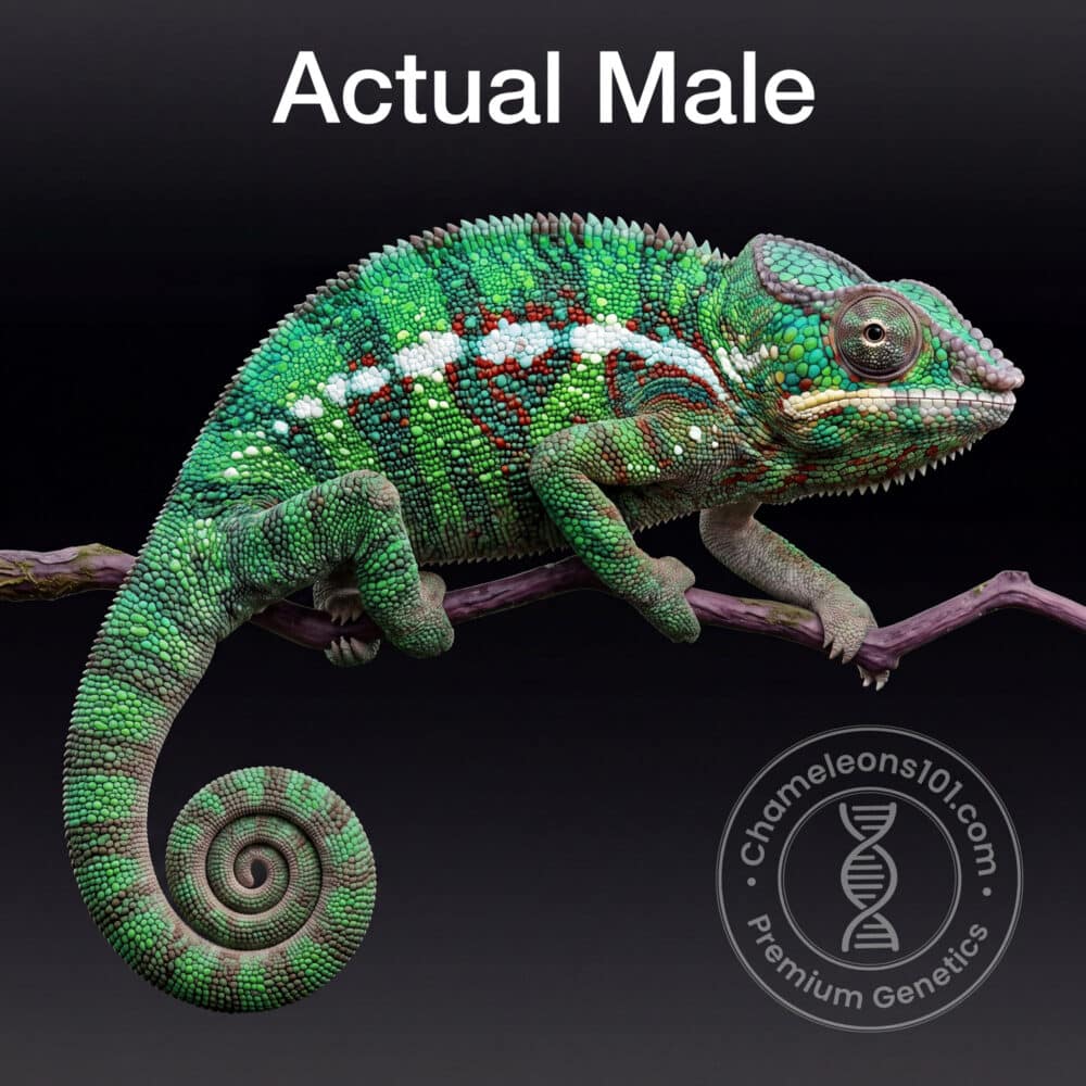 5 Month Ambilobe Yellow Body Blue Bar - Panther Chameleon for Sale