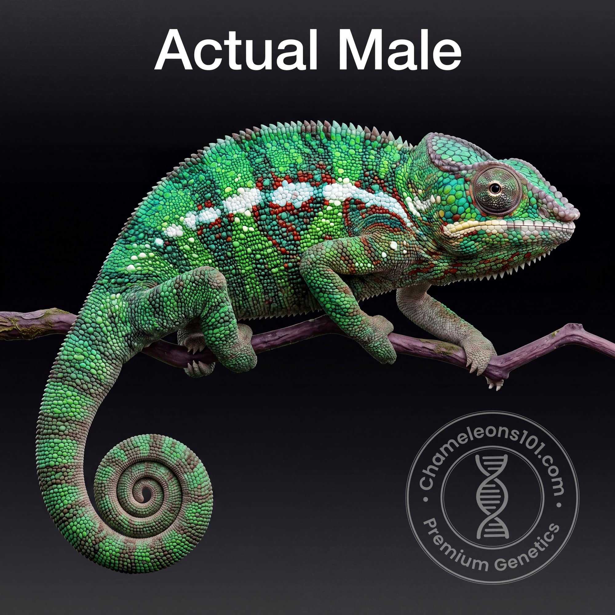 5 Month Ambilobe Yellow Body Blue Bar - Panther Chameleon for Sale